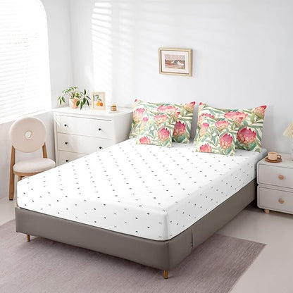 Feelyou Flowers Comforter Set Queen Size 7 Pieces Florals Bedding Set for All Season Blossom Flowerss Pattern Nature Theme Bed in a Bag with Comforter, Sheets, Pillowcases & Cushion Cover