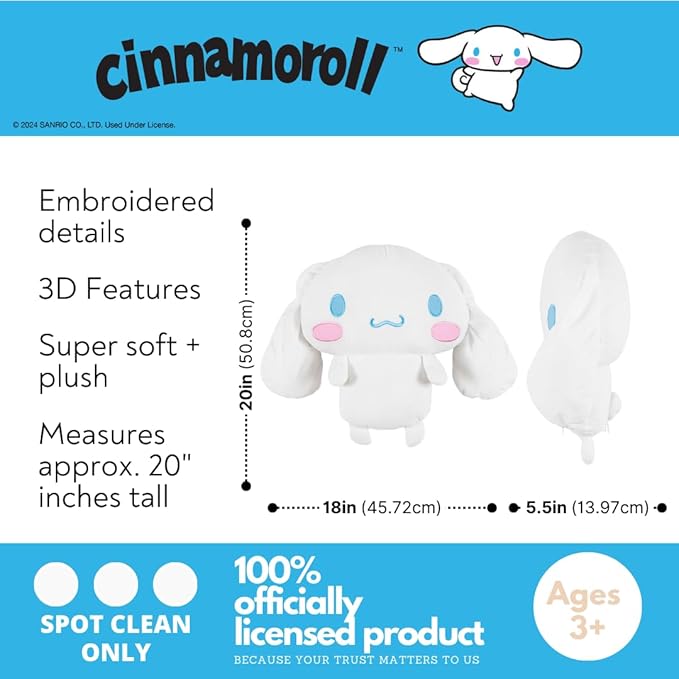 Collectibles Cinnamoroll Bedding Super Soft Cozy Decorative Cuddle Pillow, (Officially Licensed Product) By Franco