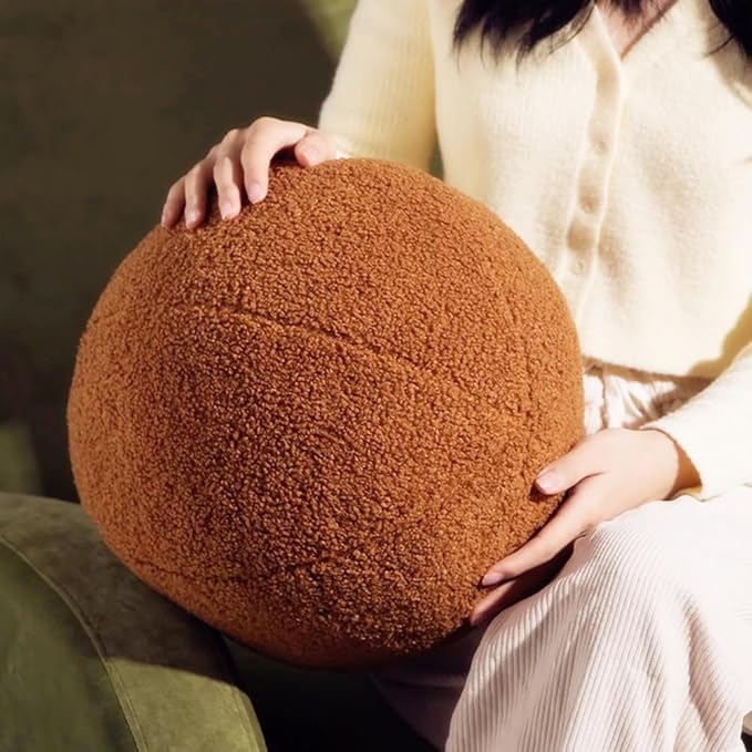 Cream White Ball Pillow 11.8 Inches Round Throw Pillow Simple Modern Ball Shaped Throw Pillow，Nordic Style Cushion Decorative Pillow for Couch,Sofa,Bedroom