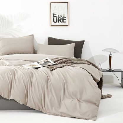 CLOTHKNOW Light Khaki Queen Comforter Set Oatmeal Bedding Comforter Sets Soft Coffee Cream Comforter Beige Taupe Queen Size Comforter Sets with 2 x Pillow Cases
