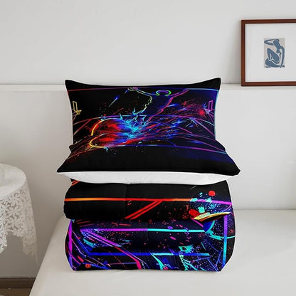 Erosebridal Basketball Comforter Set Twin 3D Sports Bedding Sets for Boys Teens Kids Men Tie Dye Fire and Ice Comforter Player Sport Game Warm Soft Lightweight Red Blue Quilt Set, Black