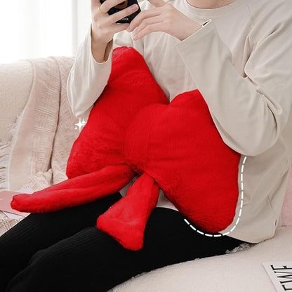 2Pack Soft Furry Bow Throw Pillows Cute Bowknot Plush Pillow Home Decor Stuffed Bow Lumbar Pillow for Bed Couch Living Room Decor (Red)