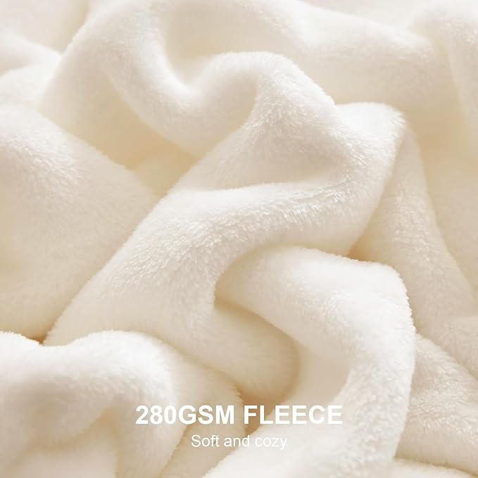 Hansleep Fleece Beige Throw XL Blanket, Super Soft Flannel Fuzzy Plush Cozy Blanket for All Seasons, Beige, Throw XL 50x70 Inches