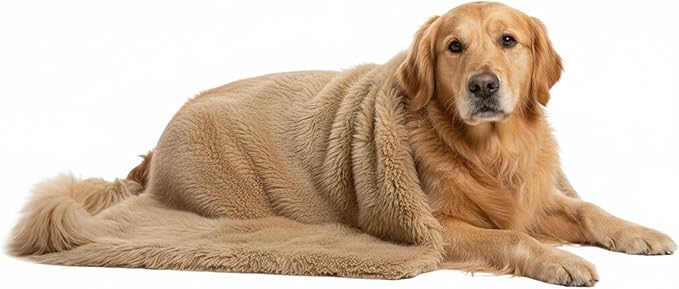 Pets Bed Blanket Dogs Reversible Soft Dog Throw Blankets Cats Mat Sleeper Fuzzy Pet Couch Covers Washable Cat Puppy Cover for Beds Car Sofa Travel Double Sided Furniture Protection (Light Brown,L)