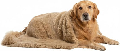 Pets Bed Blanket Dogs Reversible Soft Dog Throw Blankets Cats Mat Sleeper Fuzzy Pet Couch Covers Washable Cat Puppy Cover for Beds Car Sofa Travel Double Sided Furniture Protection (Light Brown,L)
