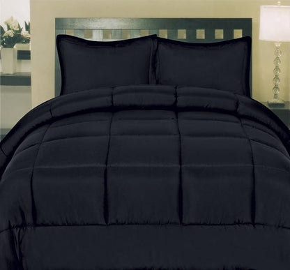 Sweet Home Collection 5 Piece Comforter Set Bag Solid Color All Season Soft Down Alternative Blanket & Luxurious Microfiber Bed Sheets, Black, Twin