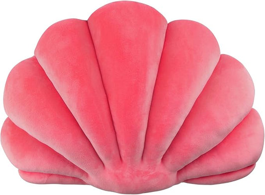 Yi-gog Seashell Pillow Sea Shaped Decorative Princess Throw Pillow 3D Velvet Soft Ocean Cute Throw Pillows for Bed Couch Chair Sofa Room 13.4 X 9.8 inch