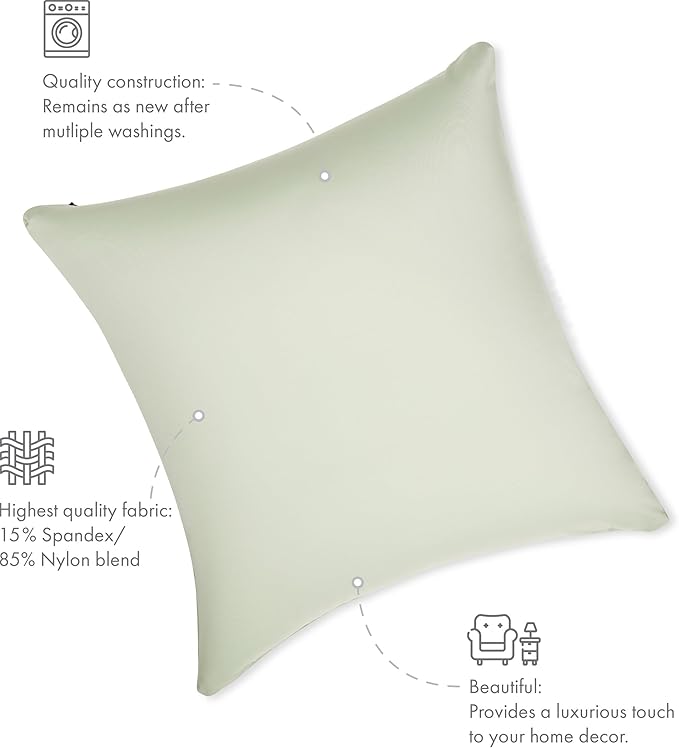 PILLOWY 24"x24" Throw Pillowcases (Cover Only) - 85/15 Nylon, Spandex - Luxurious, Silky, Stretchy & Soft - 1Pcs Solid Color - A Perfect Choice for Couch Chairs Sofa Bed Adult/Kids Bedroom, Cadet Grey