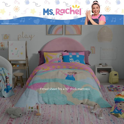 Ms. Rachel Educational Adventures Kids Bedding Super Soft Microfiber Comforter and Sheet Set, 5 Piece Full Size, (Officially Licensed Product) by Franco