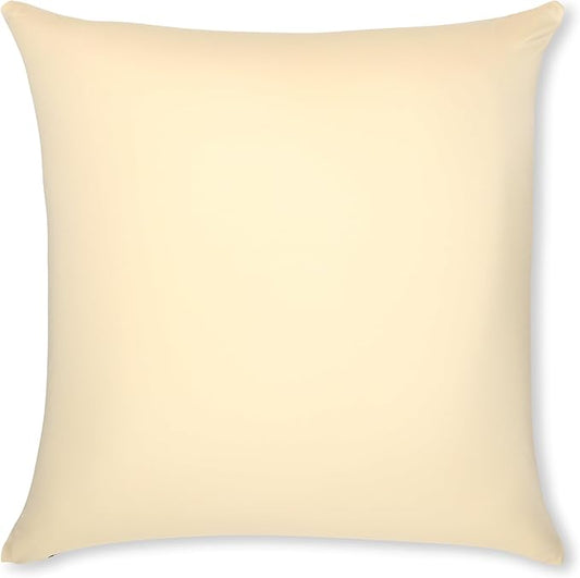 PILLOWY 16"x16" Throw Pillow - Off white- Creme: 1Pcs Luxurious Premium Microbead Pillow With 85/15 Nylon/Spandex Fabric. Forever Fluffy, Outstanding Beauty & Support. Silky, Soft & Beyond Comfortable