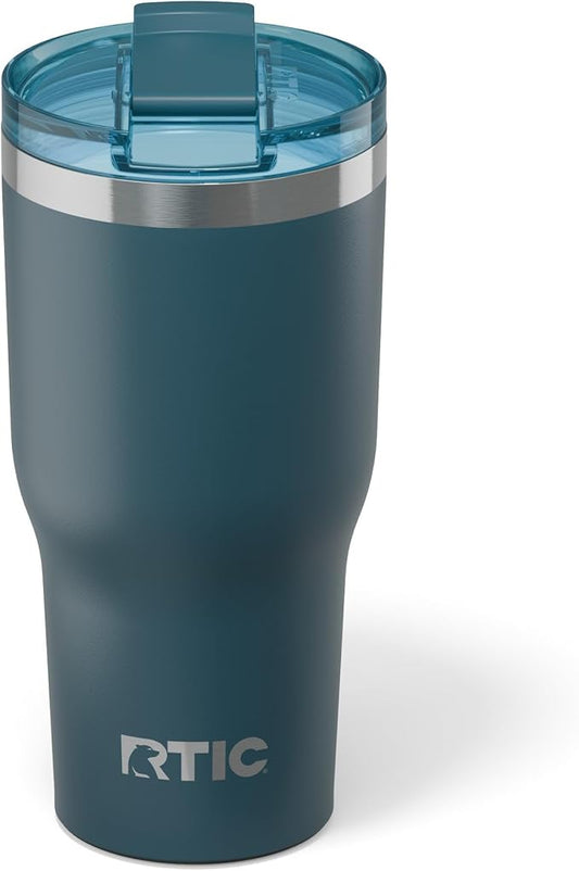 RTIC 30oz Essential Tumbler with Lid, Ceramic Lined, Insulated, Stainless Steel, Metal, Double Wall Vacuum-Insulation, Travel Cup for Iced Coffee, Tea, Hot and Cold Drink, Marine