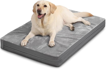 Waterproof XXL Dog Beds Large Sized Dog, Outdoor Orthopedic Washable Crate Pad 48 inch, Jumbo XXLarge Foam Pet Bed with Removable Cover Reversible, Durable Anti-Slip Kennel Pad, 47"x29", Gray