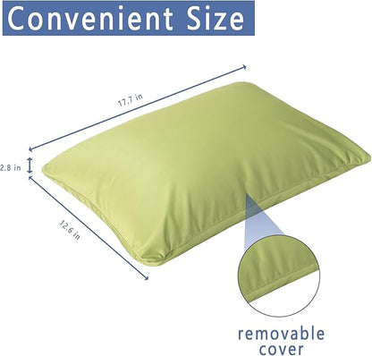 Microbead Throw Pillow Bedding Neck Pillows with Removable Cover, 16" x 12" Bed and Couch Decorative Pillow for Home Sofa Bedroom Fun Colors Support. Silky, Comfortable (Green Apple)