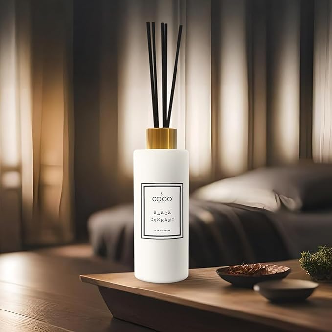 Coco by Stone 5oz Reed Diffuser (Black Currant) – Luxury Scented Oil Diffuser for Home Aromatherapy, Long-Lasting Vegan Fragrance, Elegant Home Décor and Air Freshener