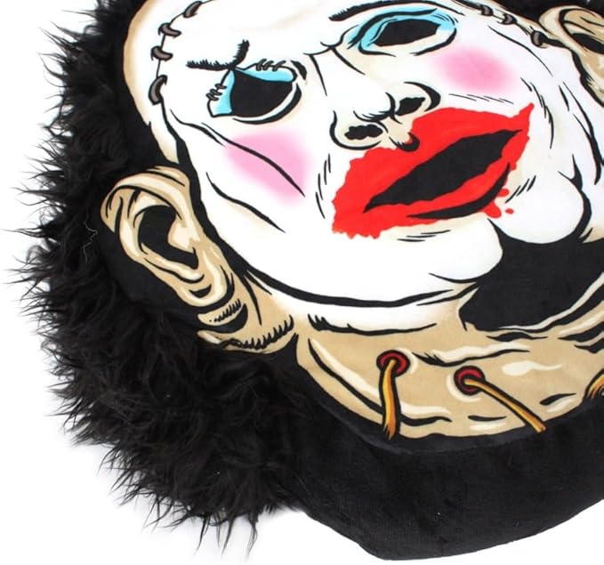 Creepy Co. Leatherface Texas Chainsaw Plush Cushion Horror Throw Pillow Polyester, Beige, 31863676502083