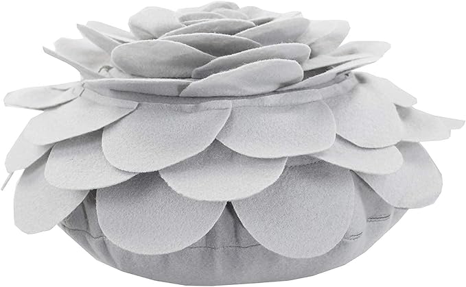 Fennco Styles Eva's Flower Garden Decorative Filled Throw Pillow 13" Round - Grey Floral Accent Pillow for Home, Couch, Bed, Living Room, Holiday and Office Décor