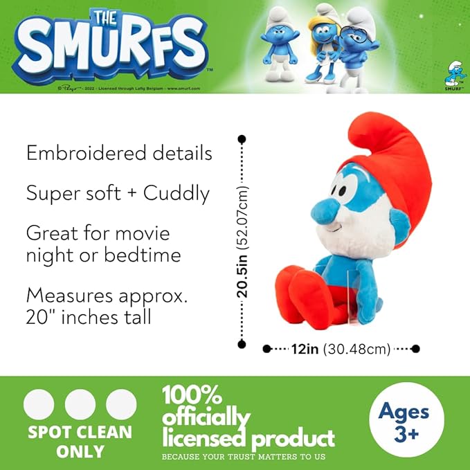 The Smurfs Papa Smurf Bedding Super Soft Cozy Cuddle Pillow Buddy, (Officially Licensed Product) by Franco