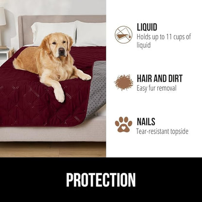 GORILLA GRIP Waterproof Couch Cover for Dogs, Gripped Slip Resistant Backing, Leak Proof Washable Dog Blanket Covers Sofa, Bed, Sectional, Crate, Car, RV Seats, Pet Puppy Essentials, 50x40 Burgandy