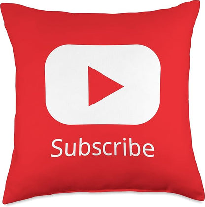Red Subscribe Video Blogger Play Button Throw Pillow
