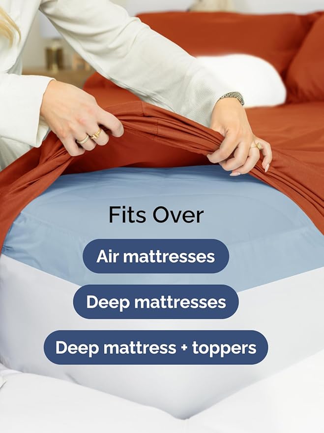 Extra Deep Twin Sheet Set - 4 Piece Breathable and Cooling Sheets - Hotel Luxury Bedding for Women, Men, Kids & Teens - Easy & Secure Fit - Soft, Wrinkle Free & Comfy - Extra Deep Pockets - Terracotta