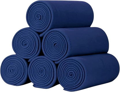 ZYFZCYBL Fleece Throw Blankets Lightweight Warm Soft Cozy Pet-Friendly Bulk Fleece Throw Blanket Solid for Home Bed, Sofa，Office,Gifts, Couch (Pack of 6-50 x 60 inch，Navy)