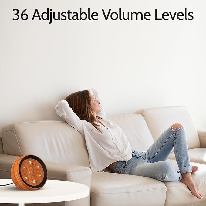 White Noise Sound Machine with 32 Calming Sounds 32 Volume Levels Pink Brown Noise Machine for Baby Kid Adult with 4 Timer Plug-in Noise Canceling Machine for Travel Office Privacy