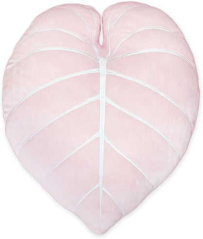 Green Philosophy Co. Philodendron Gloriosum Leaf Pillow - Baby Pink