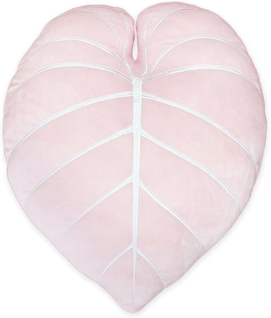 Green Philosophy Co. Philodendron Gloriosum Leaf Pillow - Baby Pink