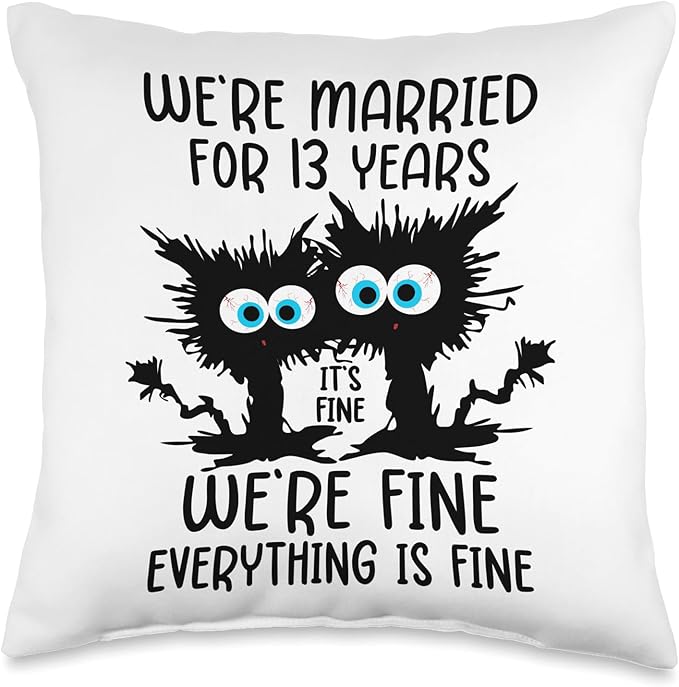Lace Wedding We're Married for 13 Years Throw Pillow