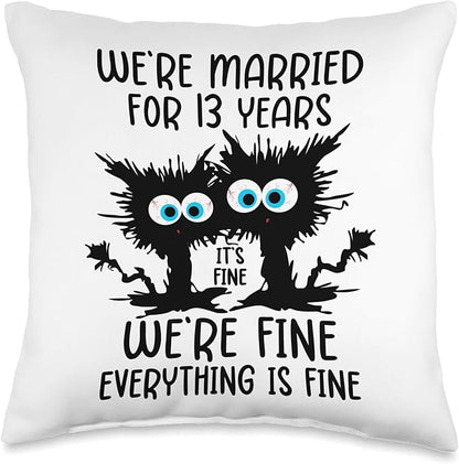 Lace Wedding We're Married for 13 Years Throw Pillow