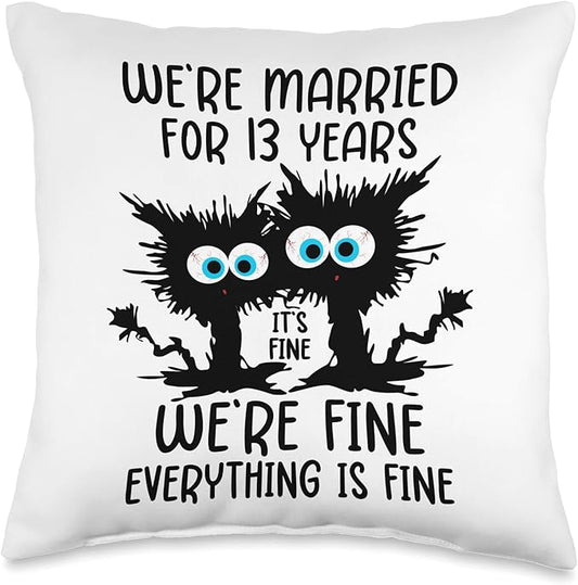 Lace Wedding We're Married for 13 Years Throw Pillow