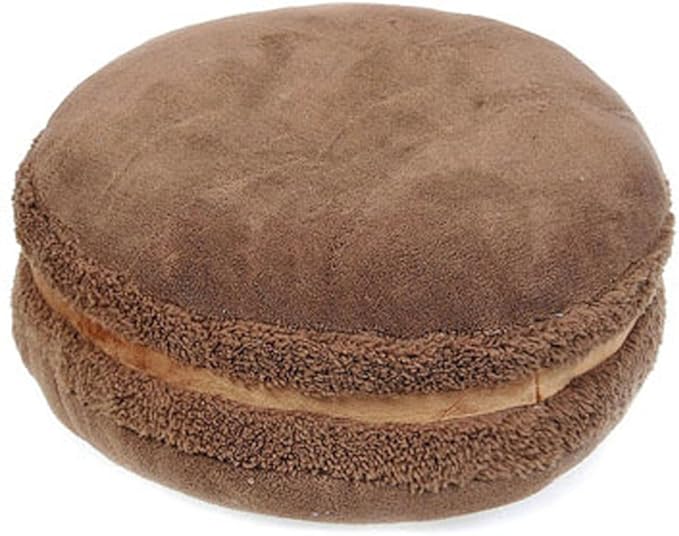 ChezMax Macaron Pillow Plush Back Bolster Cushion Microbead Throw Pillow Case Round Seat Cushion Home Decor Pillow for Sofa Bedroom Office Dormitory Car 14.5" Chocolate