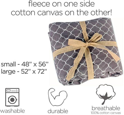 Molly Mutt Pet Blanket, 100% Cotton Canvas Top with Fleece Underside, Machine Washable, Durable and Comfortable, Ideal for Sofa, Couch, and Cars, No Harmful Chemicals, 48"x52"