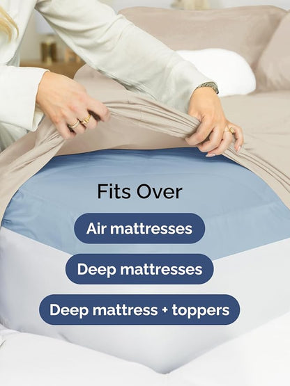 Extra Deep Twin Sheet Set - 4 Piece Breathable and Cooling Sheets - Hotel Luxury Bedding for Women, Men, Kids & Teens - Easy & Secure Fit - Soft, Wrinkle Free and Comfy - Extra Deep Pockets - Wheat
