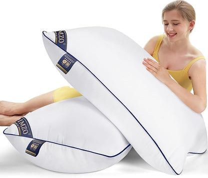 MZOIMZO Supportive Firm Bed Pillows for Sleeping- Queen Size Set of 2, Cooling Hotel Quality with Premium Soft Down Alternative Fill for Back, Stomach or Side Sleepers, 20''x30''
