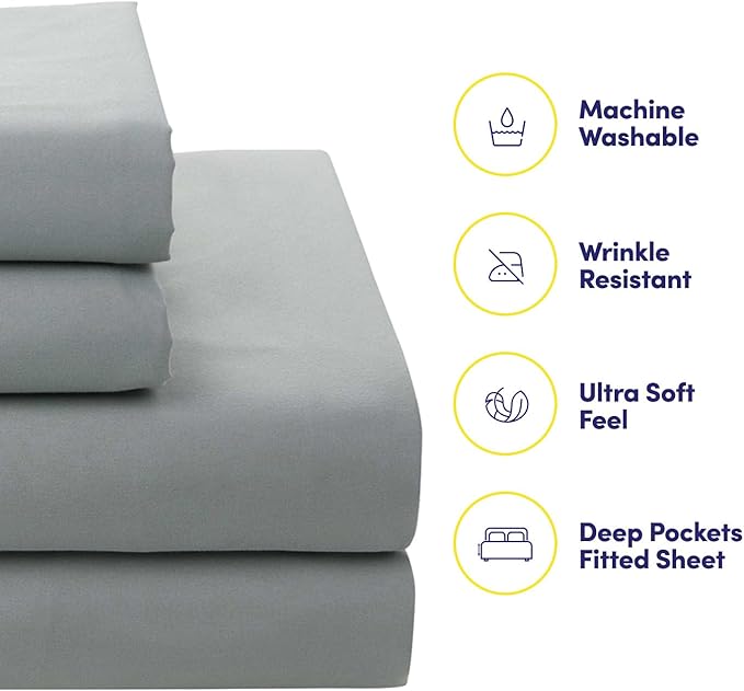 Sweet Home Collection 7 Piece Comforter Set Bag Solid Color All Season Soft Down Alternative Blanket & Luxurious Microfiber Bed Sheets, Florence, Queen