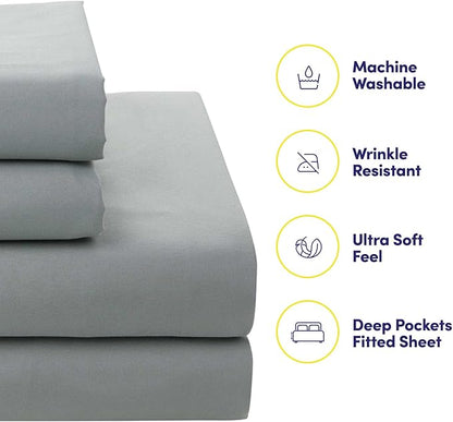 Sweet Home Collection 7 Piece Comforter Set Bag Solid Color All Season Soft Down Alternative Blanket & Luxurious Microfiber Bed Sheets, Florence, King