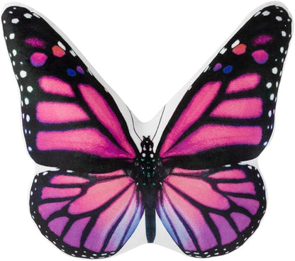 JWH Colorful 3D Butterfly Pillow Decorative Animal Throw Pillow Print Accent Pillow Stuffed Cushion for Bed Bedroom Couch Bedroom 13x18 Inch Purple Red