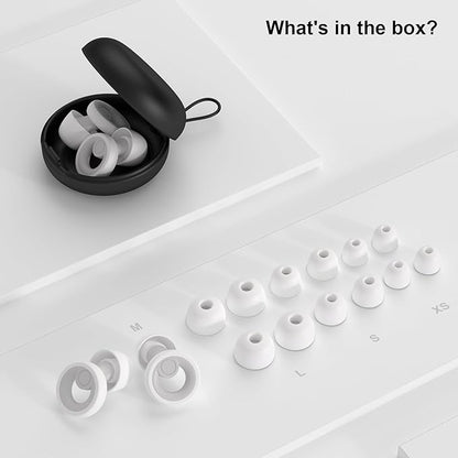 Ear Plugs for Sleeping Noise Cancelling 2 Sets, Reusable Earplugs Hearing Protection 30dB, Soft Silicone Ear Plugs for Concerts, Party, Focus - 8 Pairs Ear Tips in XS/S/M/L - White