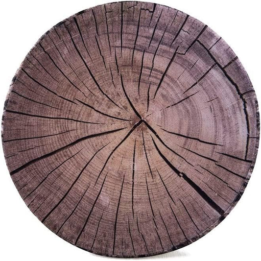 HYSEAS Decorative Round Throw Pillow, 3D Digital Print Comfortable Kids Funny Cute Wood Log Pillow Circle Seating Floor Cushion for Home, Couch, Sofa, Bedroom, Living Room Decor, Dark Grey Stump