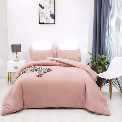 KAREVER Pink Comforter Sets Pure Blush Color Bedding Set Women Lightweight Comforter Set Girls 3 Pieces Blanket Breathable Bed Comforter Set Durable Bedding Set