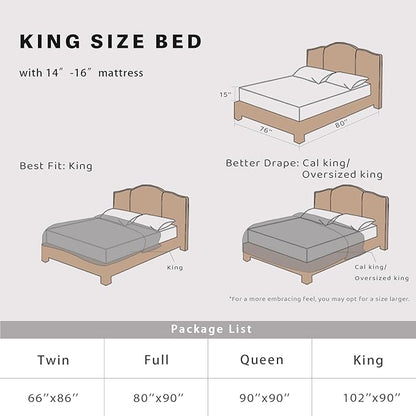 Geniospin King Size Comforter Set - 7 Pieces Brown Textured King Bedding Sets with Comforter, Sheets, Pillowcases & Shams，All Season Brown Bedding