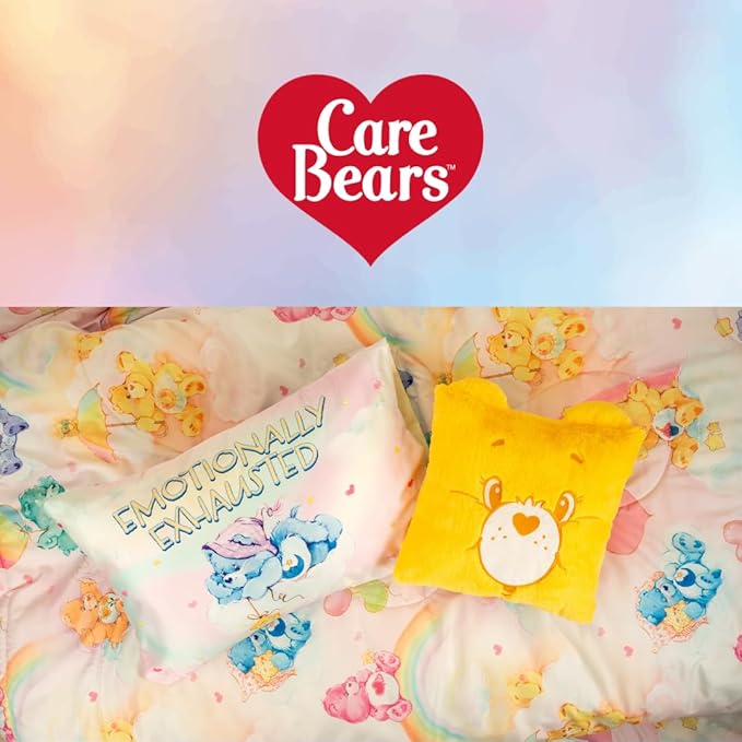 Care Bears Classic Retro Rainbow Bedding 5 Piece Super Soft Comforter and Sheet Set with Sham, Twin, (100% Official Licensed Product) by Franco Collectibles