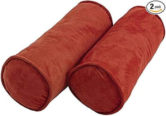 Blazing Needles Corded Microsuede Throw Pillows (Set of 2), 20" x 8", Cardinal Red