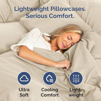 King Pillow Cases Set of 2 - Ultra Soft Hotel Quality Pillowcase Covers - Comfy, Cozy & Wrinkle Free - Shrinkage, Stain and Fade Resistant - Machine Washable Pillow Protectors - 2 Piece Set - Wheat