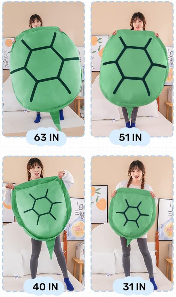 Srutirbo Wearable Turtle Shell Pillow, Removable Oversized Doll Stuffed Animal Costume Plush Toy Funny Dress Up,Creative Gift for Boys Girls Adults (40 in, Green)