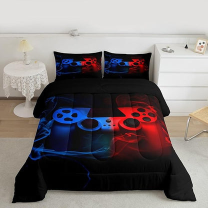 Erosebridal Queen Comforter Set for Boys, Gaming Bedding Sets, Kids Toddler Bedding Set, Red, Blue