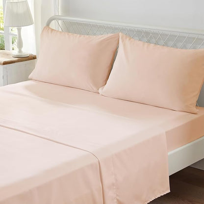 Zzlpp King Comforter Set 7 Pieces, Pink Seersucker Bed in a Bag with Comforter and Sheets, All Season Bedding Sets with 1 Comforter, 2 Pillow Shams, 2 Pillowcases, 1 Flat Sheet