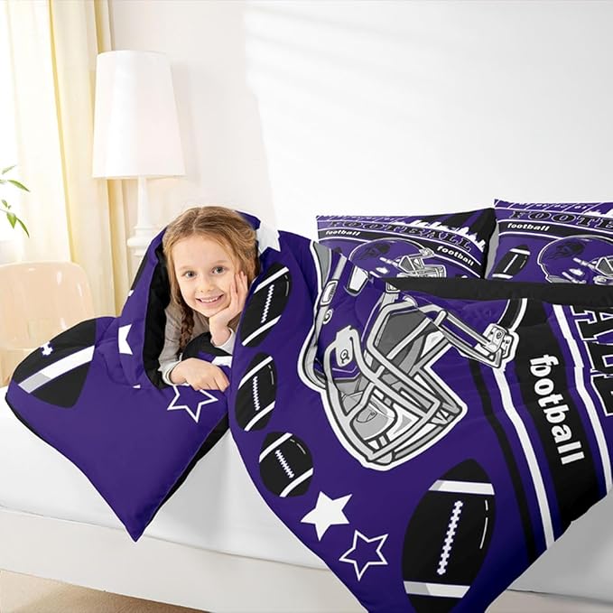 Feelyou Football Bedding Set Boys Girls Queen Size Rugby Sports Comforter Set Sports Themed Women Men Football City Duvet Quilt Bedroom Decor