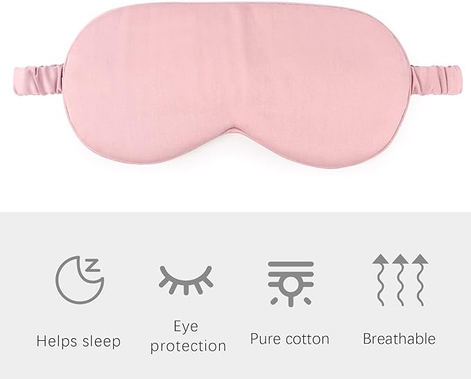 HBHLFZ Sleep Mask 2 Pack - Bamboo Viscose Fiber Sleeping Eye Mask - with Elastic Band/Headband - Comfort Sleeping Shade - for Nighttime Sleeping, Traveling & Napping（Pink）